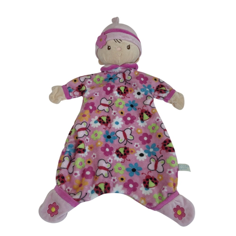 Douglas Baby Butterfly Floral 21" Security Blanket Plush Pink Lovey Girl Pink